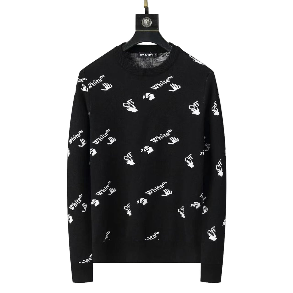 Felpa slim nera con logo all-over OFF-WHITE