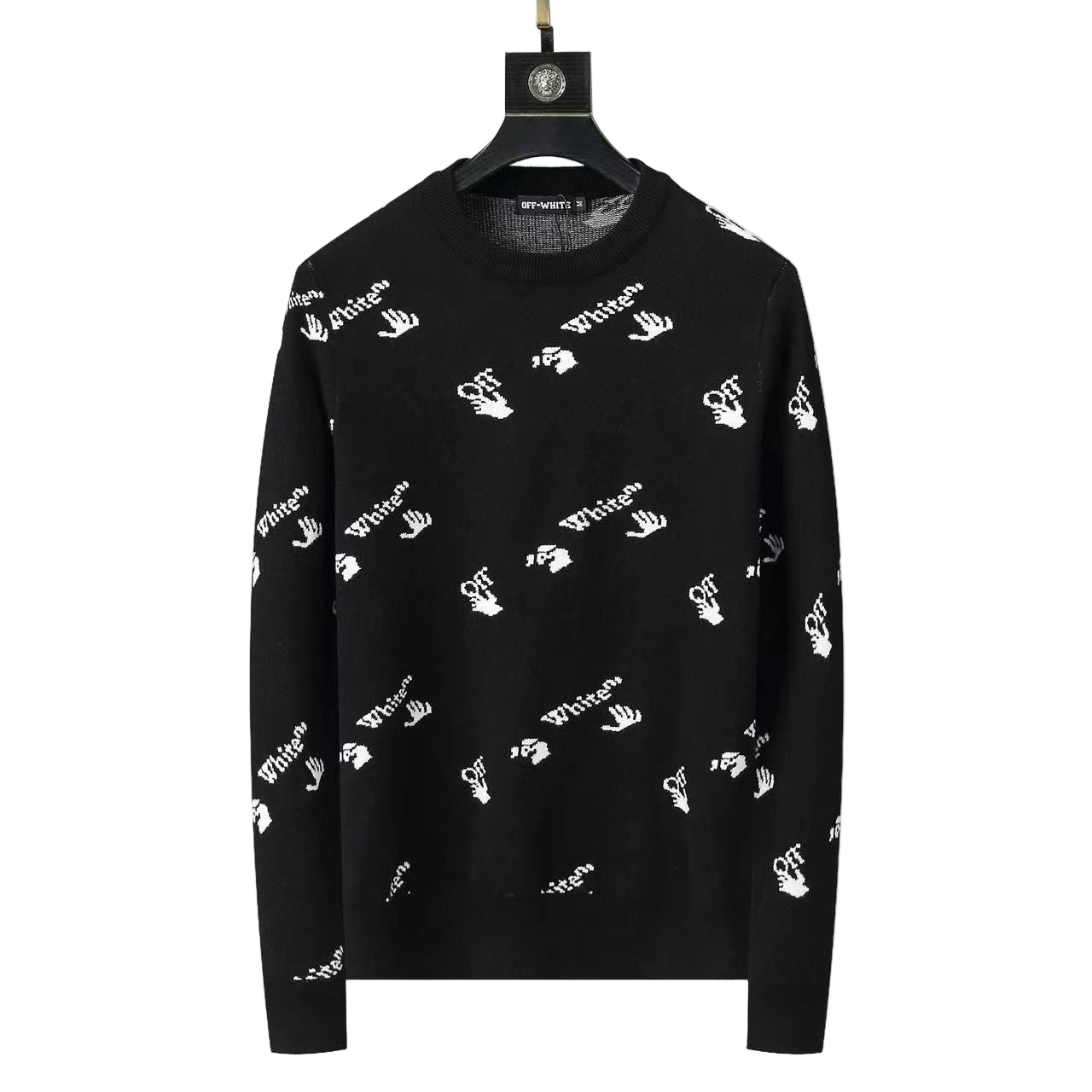 Felpa slim nera con logo all-over OFF-WHITE