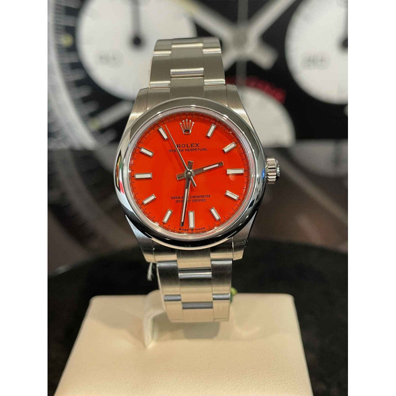 Rolex Oyster Perpetual 31 Ref 277200 Red Coral Dial Full Set 2021